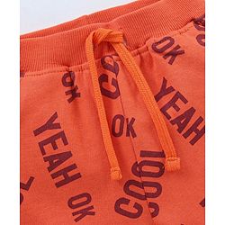 Babyhug Cotton Shorts Text Print - Orange