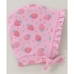 Babyhug 100% Cotton Cap Kitty And Stripes Print Pack of 2 - Pink