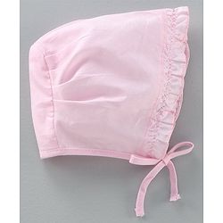 Babyhug Cotton Solid & Polka Dots Printed Caps With Knot Pack Of 5 White Pink - Diameter 10 cm