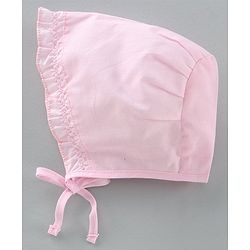 Babyhug Cotton Solid & Polka Dots Printed Caps With Knot Pack Of 5 White Pink - Diameter 10 cm