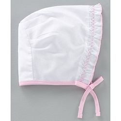 Babyhug Cotton Solid & Polka Dots Printed Caps With Knot Pack Of 5 White Pink - Diameter 10 cm