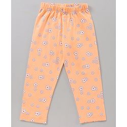 Babyhug Cap Sleeves Night Suit Carrot Print - White Peach