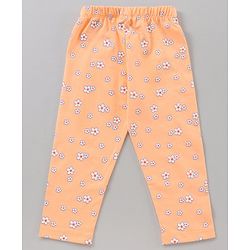 Babyhug Cap Sleeves Night Suit Carrot Print - White Peach