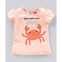 Babyhug Short Sleeves Night Suit Crab Print - Peach