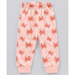 Babyhug Short Sleeves Night Suit Crab Print - Peach