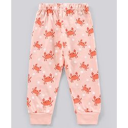 Babyhug Short Sleeves Night Suit Crab Print - Peach