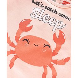Babyhug Short Sleeves Night Suit Crab Print - Peach