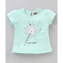 Babyhug Half Sleeves Capri Length Cotton Night Suit Star Print - Blue