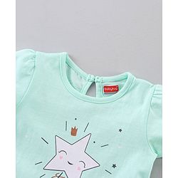 Babyhug Half Sleeves Capri Length Cotton Night Suit Star Print - Blue