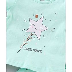 Babyhug Half Sleeves Capri Length Cotton Night Suit Star Print - Blue