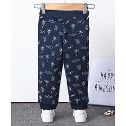 Babyhug Full Length Lounge Pant Multi Print - Navy