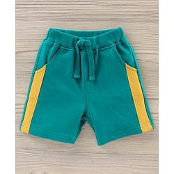Babyhug Half Sleeve Striped T-Shirt And Knee Length Shorts Bear Print - Yellow Blue
