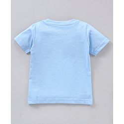 Babyhug Half Sleeves T Shirt with Shorts Bear Print - Blue Yellow