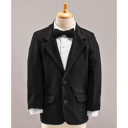 Babyhug Full Sleeves 3 Piece Party Suit With Bow - Black