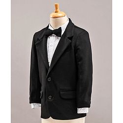 Babyhug Full Sleeves 3 Piece Party Suit With Bow - Black