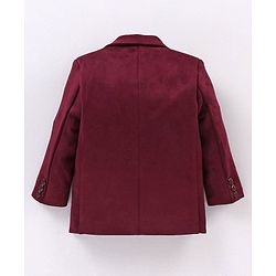 Babyhug Full Sleeves Velvet Party Wear Blazer Solid - Maroon