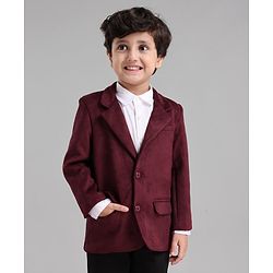 Babyhug Full Sleeves Velvet Party Wear Blazer Solid - Maroon