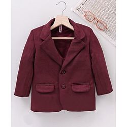 Babyhug Full Sleeves Velvet Party Wear Blazer Solid - Maroon