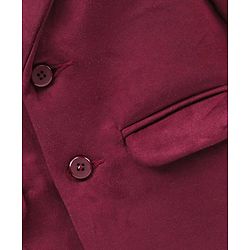 Babyhug Full Sleeves Velvet Party Wear Blazer Solid - Maroon