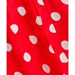 Babyhug Singlet Sleeves Top Polka Dot Print With Bow - Red White