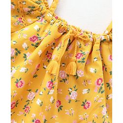 Babyhug Cold Shoulder Top with Frill Detailing Floral Print - Mustard