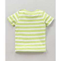 Babyhug Half Sleeves T-Shirt Striped & Animal Print - Green