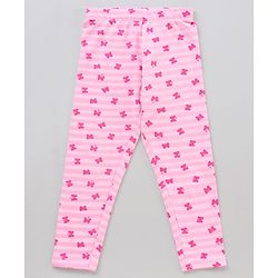 Babyhug Full Length Knitted Leggings Butterfly Print Pack Of 3 - Multicolor