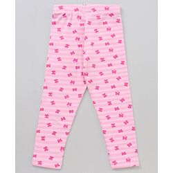 Babyhug Full Length Knitted Leggings Butterfly Print Pack Of 3 - Multicolor