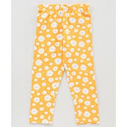 Babyhug Knit Full Length Leggings Floral Print Pack of 3 - Pink Blue Yellow