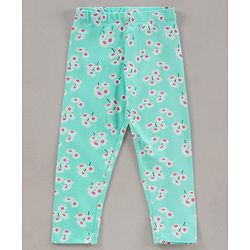 Babyhug Full Length Leggings Pack of 3 Floral Print - Pink Green