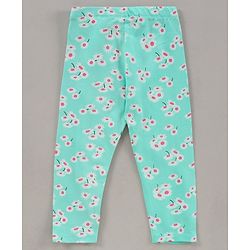Babyhug Full Length Leggings Pack of 3 Floral Print - Pink Green