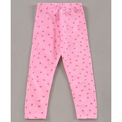 Babyhug Full Length Leggings Pack of 3 Floral Print - Pink Green
