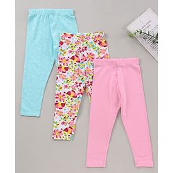 Babyhug Full Length Leggings Multi Print Pack of 3 - Pink