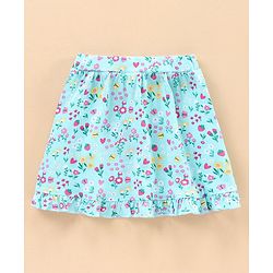 Babyhug Knit Knee Length Wrap Skirt Floral Print - Blue