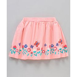 Babyhug Knee Length Skirt Floral Print - Pink