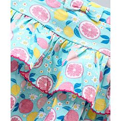 Babyhug Knit Knee Length Layered Skirt Lemon Print - Blue
