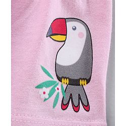 Babyhug Knee Length Tiered Skirt with Bow Toucan Print - Pink