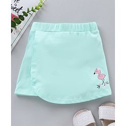 Babyhug Knee Length Skirt Flamingo Print - Blue