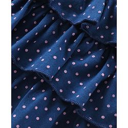 Babyhug Knit Knee Length Layered Skirt Polka Dots Print - Navy Blue