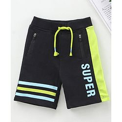 Babyhug Knit Shorts Text Print - Black