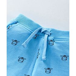 Babyhug Knit Shorts Zebra Face Print - Sky Blue