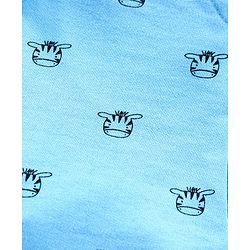Babyhug Knit Shorts Zebra Face Print - Sky Blue