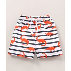 Babyhug Cotton Shorts Solid & Dinosaur Print Pack of 2 - Navy White