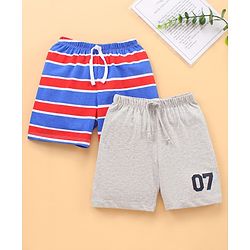 Babyhug Knee Length Shorts Pack of 2 - Blue Grey