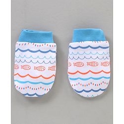 Babyoye 100% Cotton Cap Mittens & Booties Set Blue - Diameter 11 cm