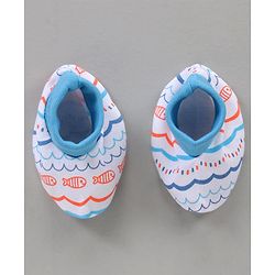 Babyoye 100% Cotton Cap Mittens & Booties Set Blue - Diameter 11 cm