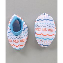 Babyoye 100% Cotton Cap Mittens & Booties Set Blue - Diameter 11 cm