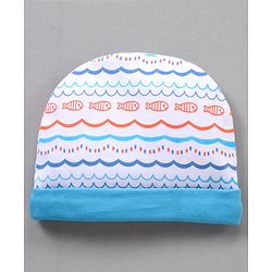 Babyoye 100% Cotton Cap Mittens & Booties Set Blue - Diameter 11 cm