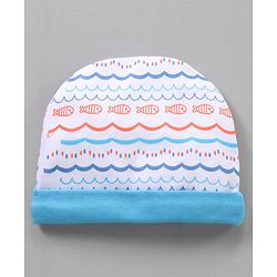 Babyoye 100% Cotton Cap Mittens & Booties Set Blue - Diameter 11 cm