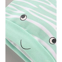 Babyhug 100% Cotton Cap With Ear Applique Printed Green- Diameter 16 cm